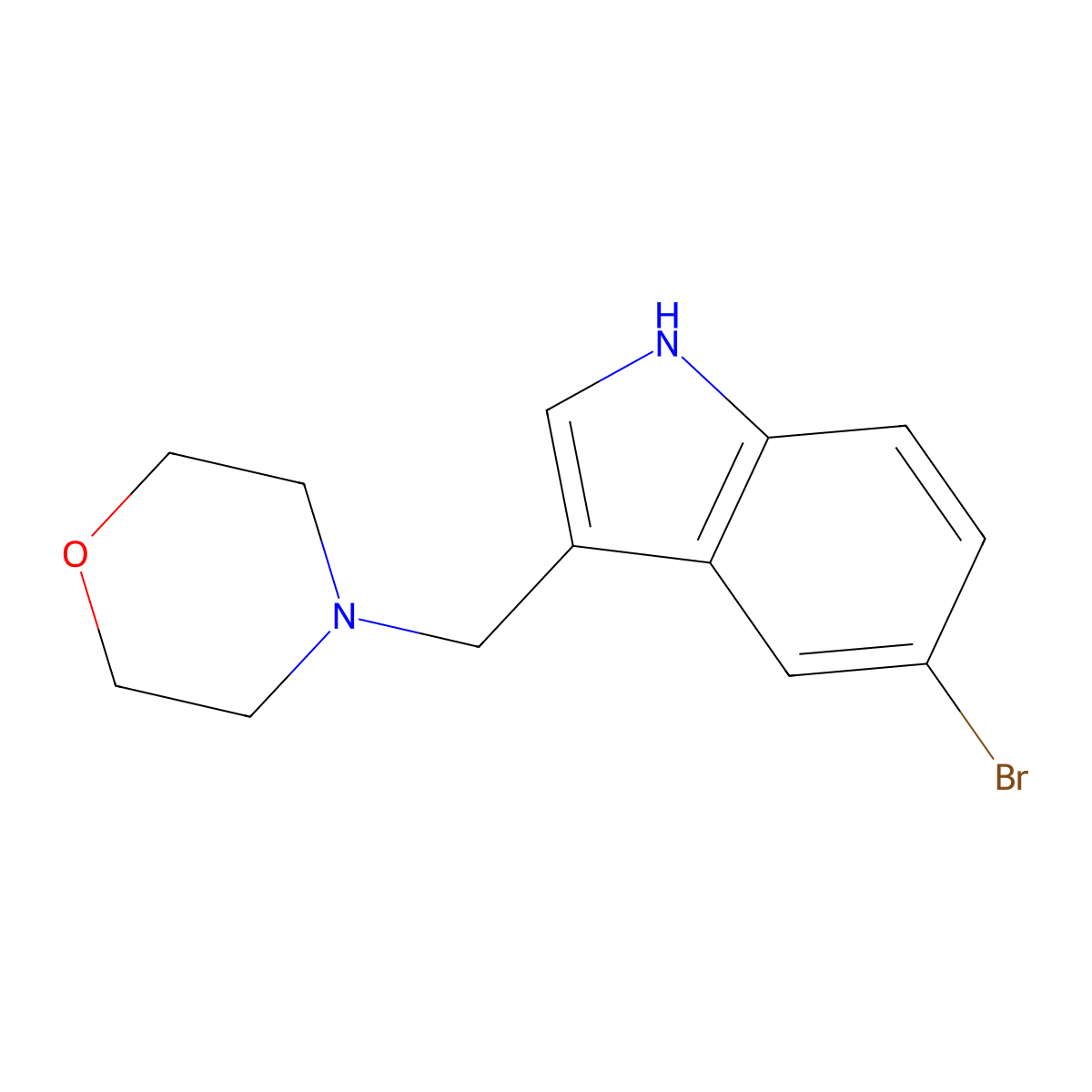 Morpholine, 4-(5-bromo-3-indolylmethyl)- molecular structure, CAS 102043-55-0