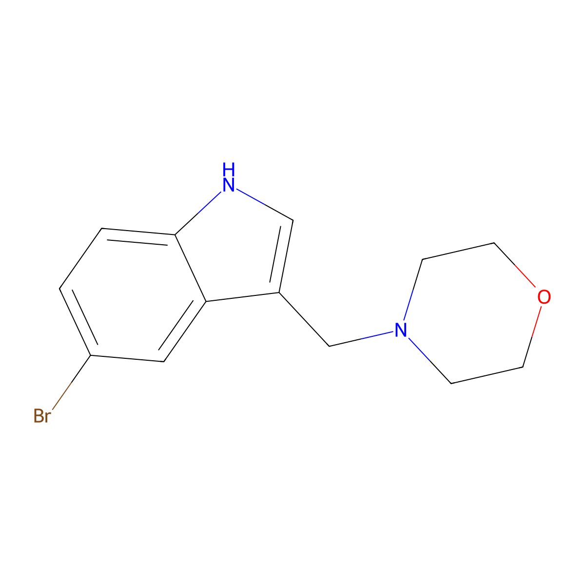 Morpholine, 4-(5-bromo-3-indolylmethyl)- molecular structure, CAS 102043-55-0
