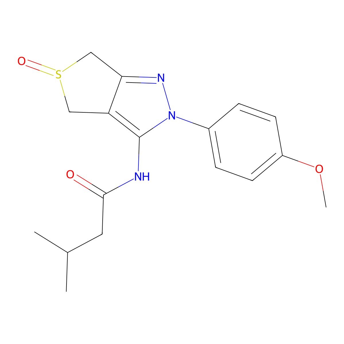 N-[2-(4-methoxyphenyl)-5-oxo-4,6-dihydrothieno[3,4-c]pyrazol-3-yl]-3-methylbutanamide molecular structure, CAS 1020453-11-5