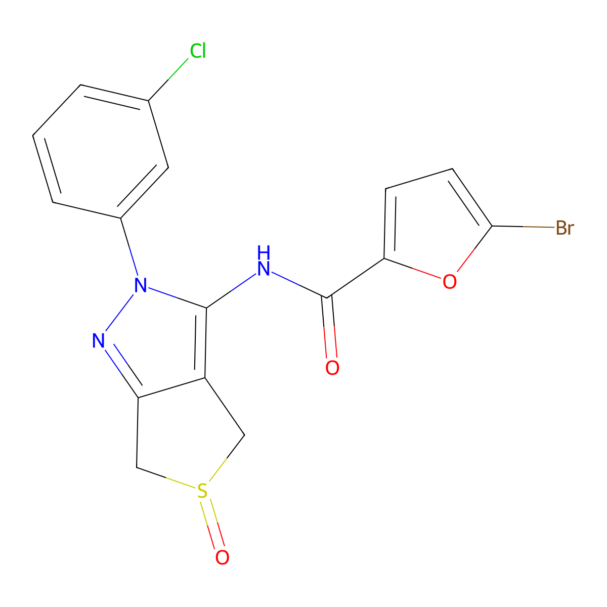 5-bromo-N-[2-(3-chlorophenyl)-5-oxo-4,6-dihydrothieno[3,4-c]pyrazol-3-yl]furan-2-carboxamide molecular structure, CAS 1020453-13-7