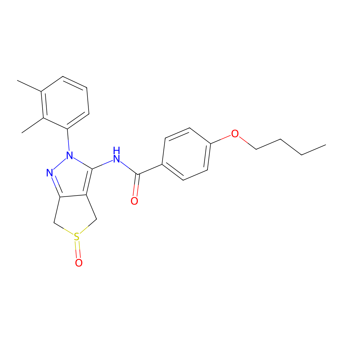 4-butoxy-N-[2-(2,3-dimethylphenyl)-5-oxo-4,6-dihydrothieno[3,4-c]pyrazol-3-yl]benzamide molecular structure, CAS 1020453-25-1
