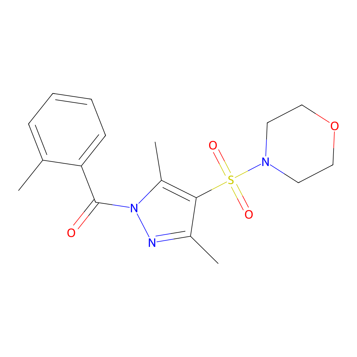 4-{[3,5-dimethyl-1-(2-methylbenzoyl)-1H-pyrazol-4-yl]sulfonyl}morpholine molecular structure, CAS 1020453-47-7