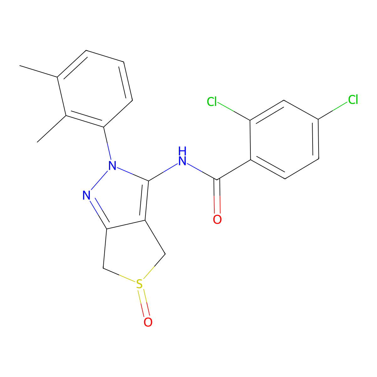 2,4-dichloro-N-[2-(2,3-dimethylphenyl)-5-oxo-4,6-dihydrothieno[3,4-c]pyrazol-3-yl]benzamide molecular structure, CAS 1020453-52-4