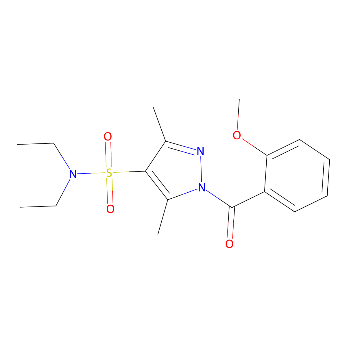 N,N-diethyl-1-(2-methoxybenzoyl)-3,5-dimethyl-1H-pyrazole-4-sulfonamide molecular structure, CAS 1020453-77-3