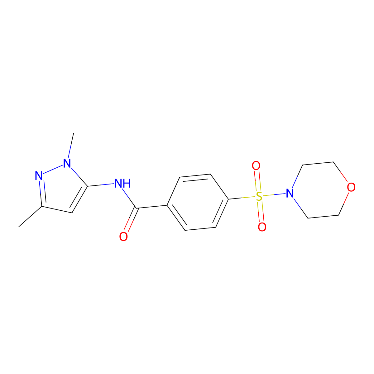 N-(1,3-dimethyl-1H-pyrazol-5-yl)-4-(morpholine-4-sulfonyl)benzamide molecular structure, CAS 1020453-85-3