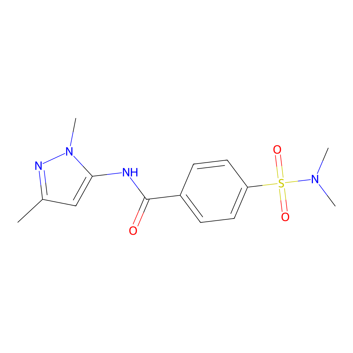 N-(1,3-dimethyl-1H-pyrazol-5-yl)-4-(dimethylsulfamoyl)benzamide molecular structure, CAS 1020453-90-0