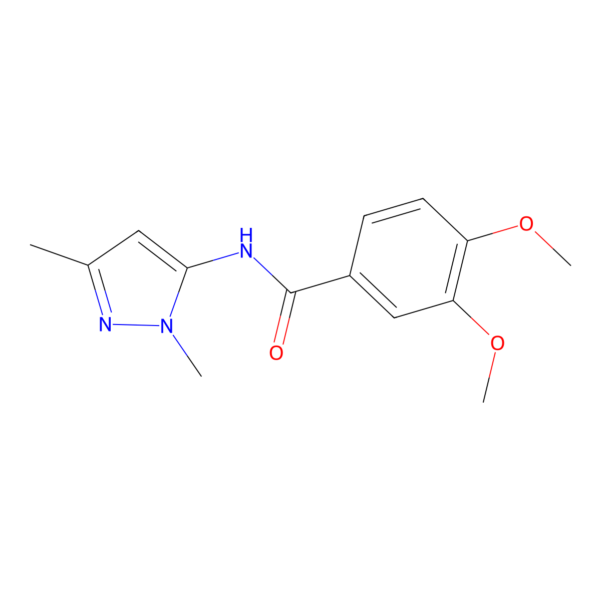 N-(1,3-dimethyl-1H-pyrazol-5-yl)-3,4-dimethoxybenzamide molecular structure, CAS 1020453-91-1