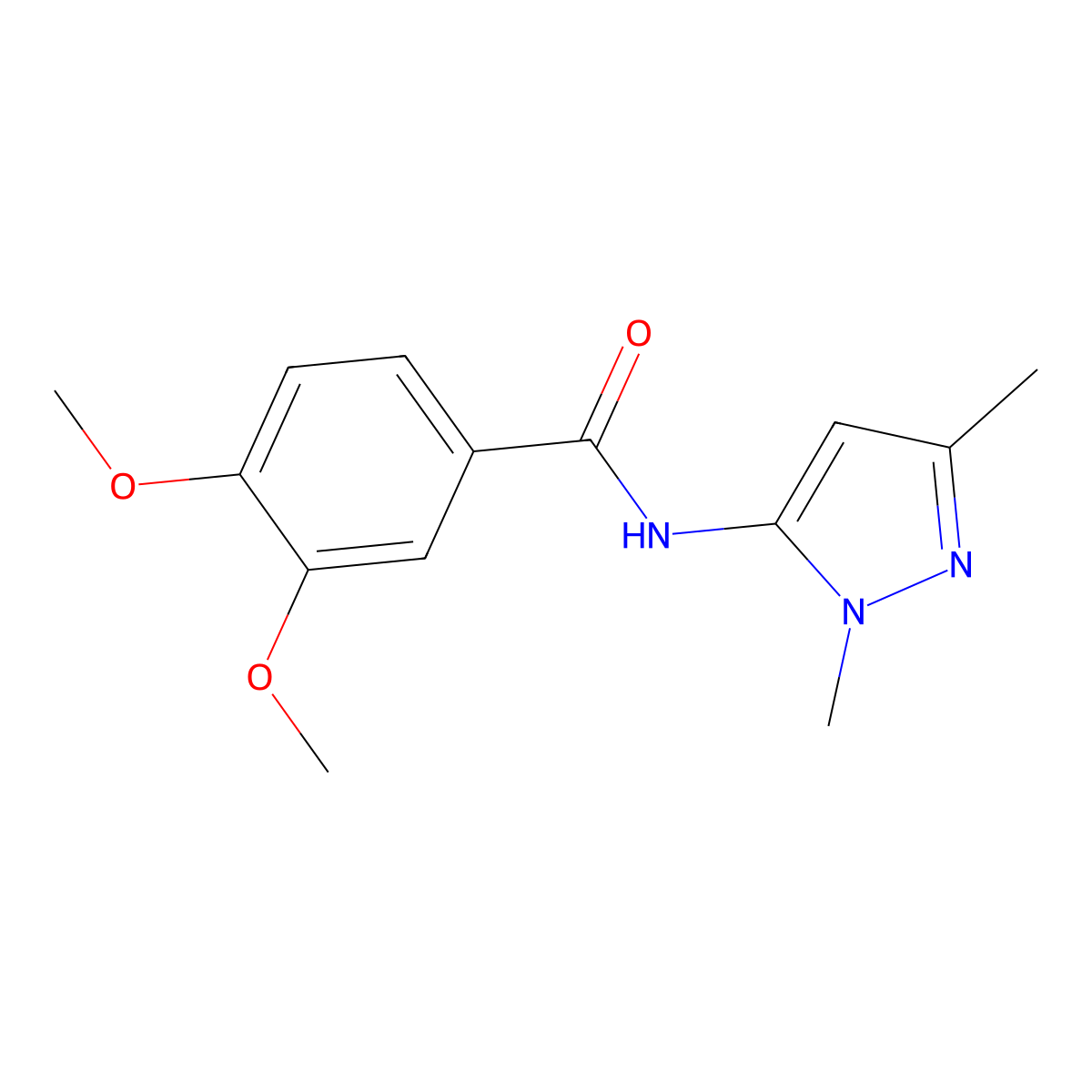 N-(1,3-dimethyl-1H-pyrazol-5-yl)-3,4-dimethoxybenzamide molecular structure, CAS 1020453-91-1