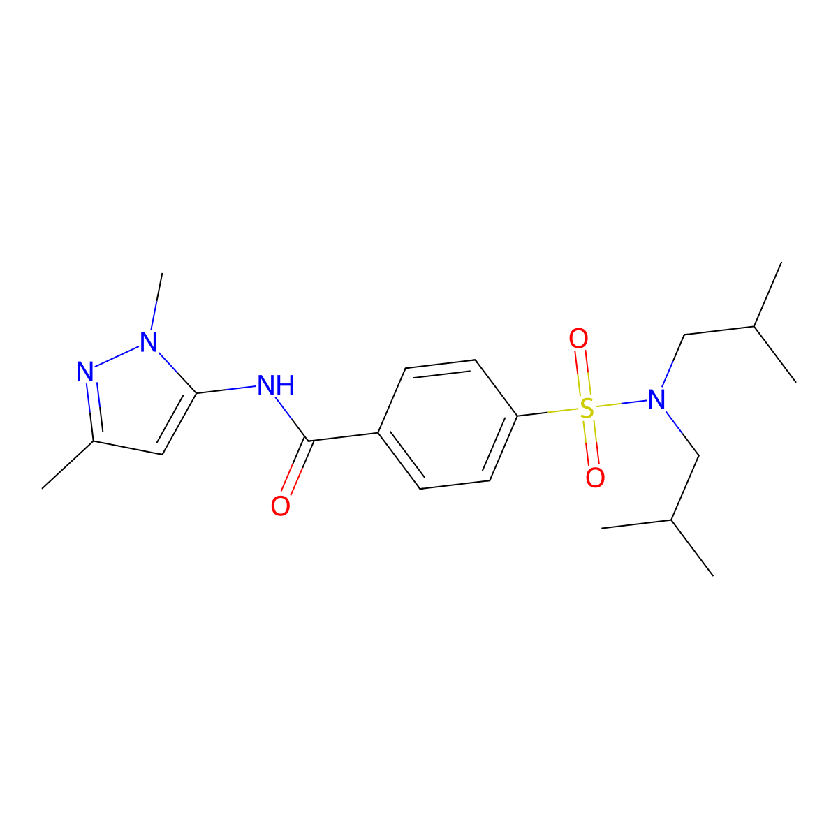 4-[bis(2-methylpropyl)sulfamoyl]-N-(1,3-dimethyl-1H-pyrazol-5-yl)benzamide molecular structure, CAS 1020454-00-5