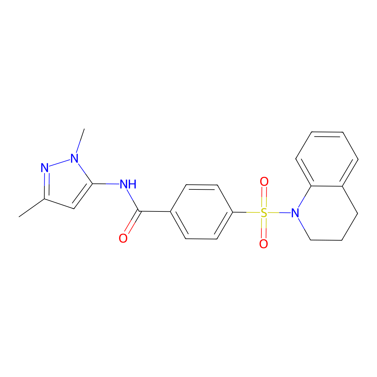 N-(1,3-dimethyl-1H-pyrazol-5-yl)-4-(1,2,3,4-tetrahydroquinoline-1-sulfonyl)benzamide molecular structure, CAS 1020454-03-8
