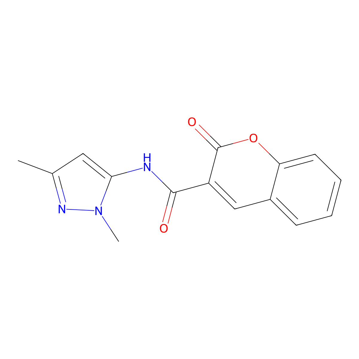 N-(1,3-dimethyl-1H-pyrazol-5-yl)-2-oxo-2H-chromene-3-carboxamide molecular structure, CAS 1020454-06-1