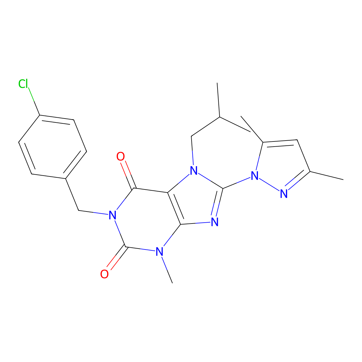 1-(4-chlorobenzyl)-8-(3,5-dimethyl-1H-pyrazol-1-yl)-7-isobutyl-3-methyl-1H-purine-2,6(3H,7H)-dione molecular structure, CAS 1020454-20-9
