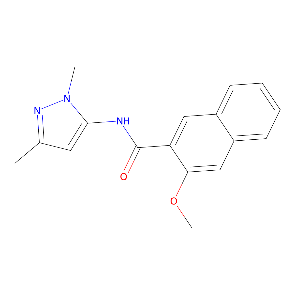 N-(1,3-dimethyl-1H-pyrazol-5-yl)-3-methoxynaphthalene-2-carboxamide molecular structure, CAS 1020454-28-7
