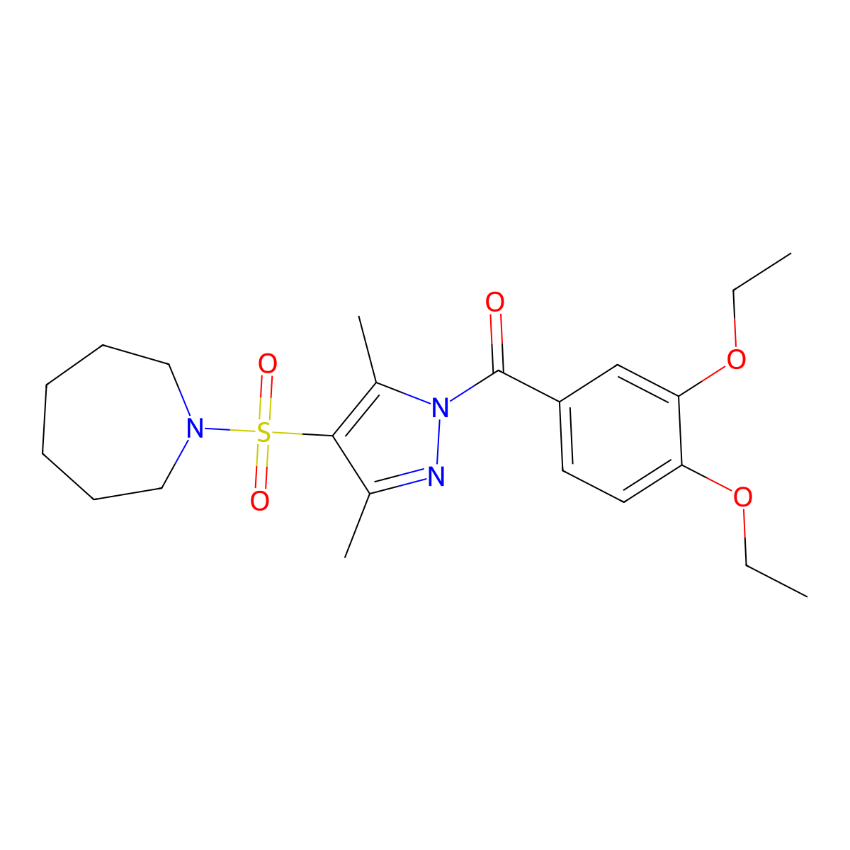 1-{[1-(3,4-diethoxybenzoyl)-3,5-dimethyl-1H-pyrazol-4-yl]sulfonyl}azepane molecular structure, CAS 1020454-44-7