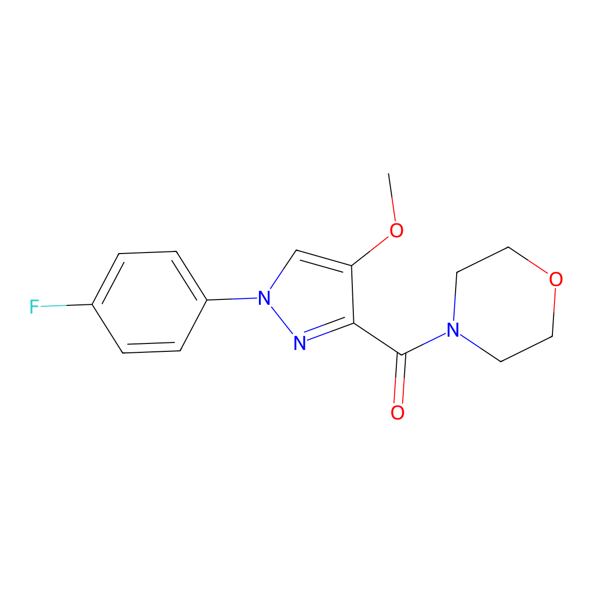 4-[1-(4-fluorophenyl)-4-methoxy-1H-pyrazole-3-carbonyl]morpholine molecular structure, CAS 1020454-45-8