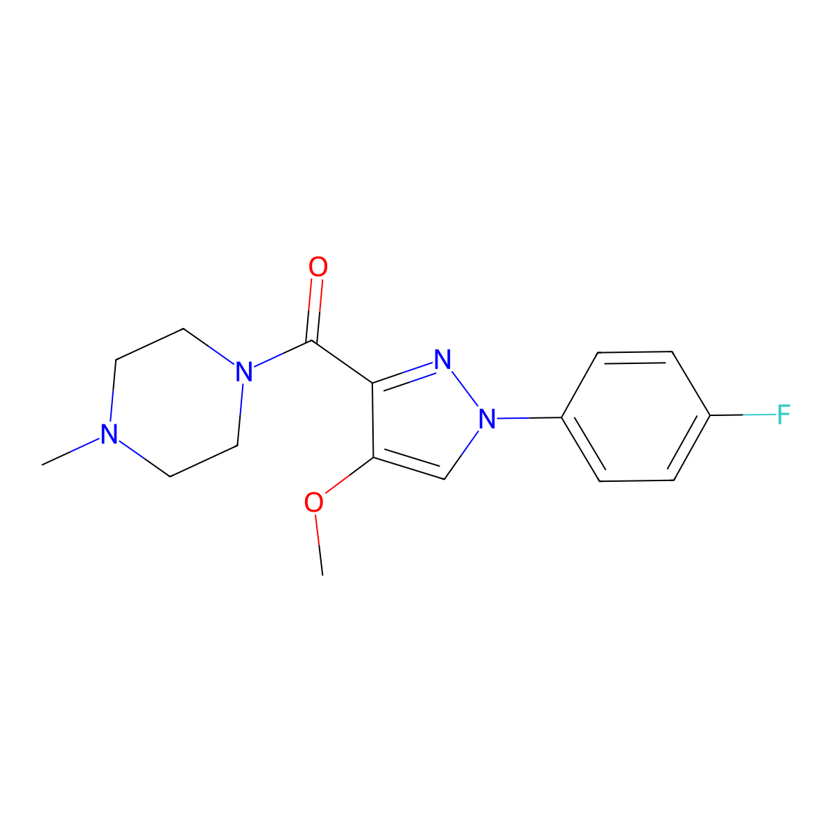 1-[1-(4-fluorophenyl)-4-methoxy-1H-pyrazole-3-carbonyl]-4-methylpiperazine molecular structure, CAS 1020454-47-0