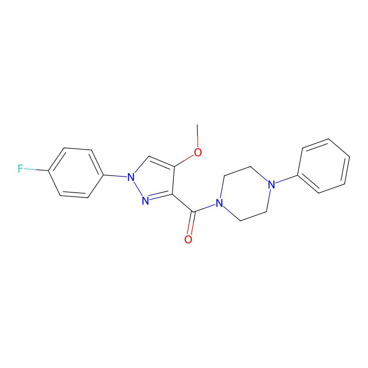 (1-(4-fluorophenyl)-4-methoxy-1H-pyrazol-3-yl)(4-phenylpiperazin-1-yl)methanone molecular structure, CAS 1020454-48-1