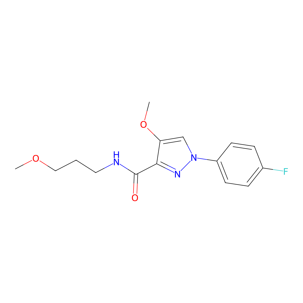 1-(4-fluorophenyl)-4-methoxy-N-(3-methoxypropyl)-1H-pyrazole-3-carboxamide molecular structure, CAS 1020454-62-9