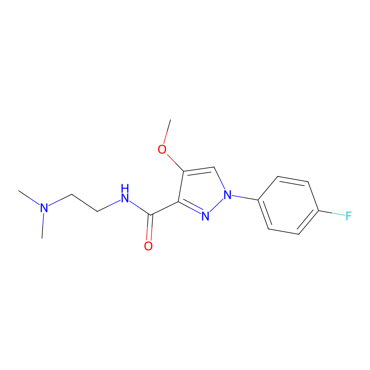 N-[2-(dimethylamino)ethyl]-1-(4-fluorophenyl)-4-methoxy-1H-pyrazole-3-carboxamide molecular structure, CAS 1020454-65-2