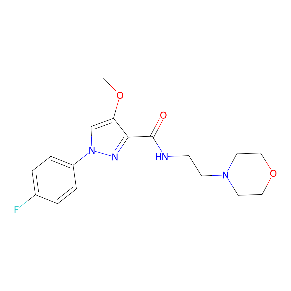 1-(4-fluorophenyl)-4-methoxy-N-[2-(morpholin-4-yl)ethyl]-1H-pyrazole-3-carboxamide molecular structure, CAS 1020454-67-4