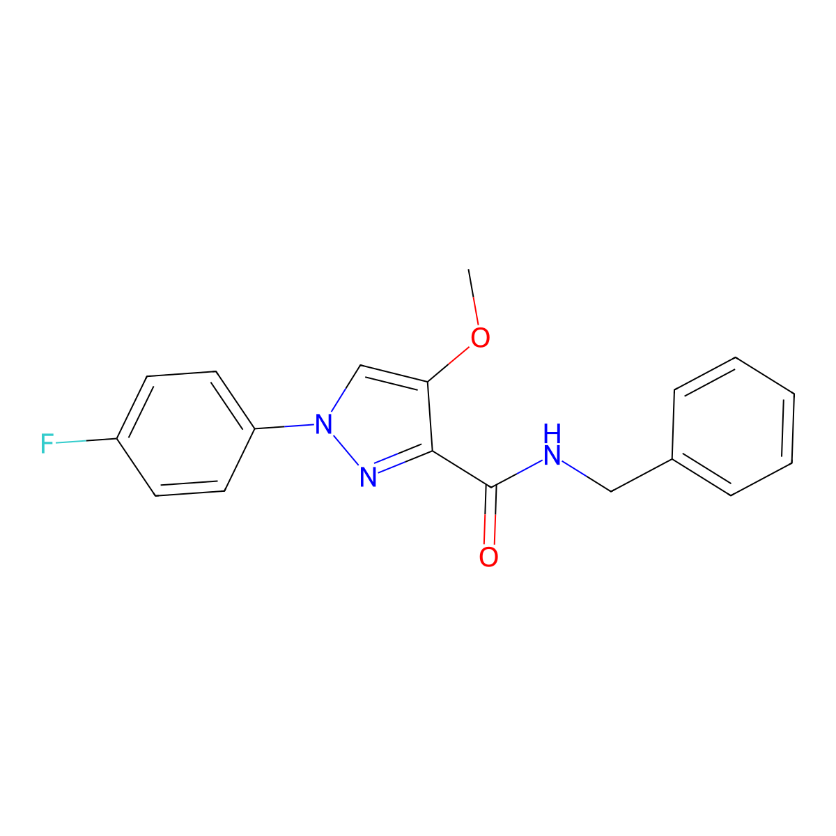 N-benzyl-1-(4-fluorophenyl)-4-methoxy-1H-pyrazole-3-carboxamide molecular structure, CAS 1020454-75-4