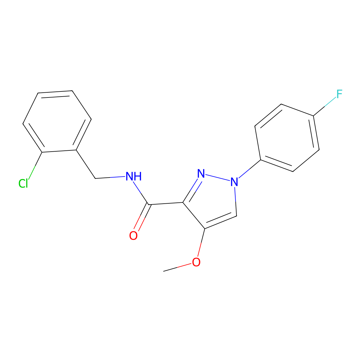 N-[(2-chlorophenyl)methyl]-1-(4-fluorophenyl)-4-methoxy-1H-pyrazole-3-carboxamide molecular structure, CAS 1020454-77-6