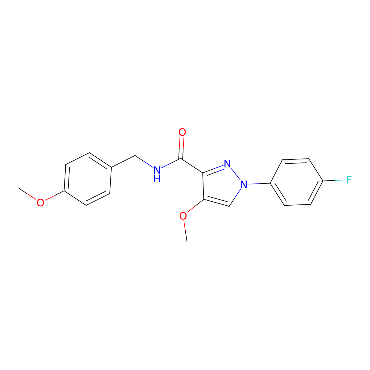 1-(4-fluorophenyl)-4-methoxy-N-[(4-methoxyphenyl)methyl]-1H-pyrazole-3-carboxamide molecular structure, CAS 1020454-80-1