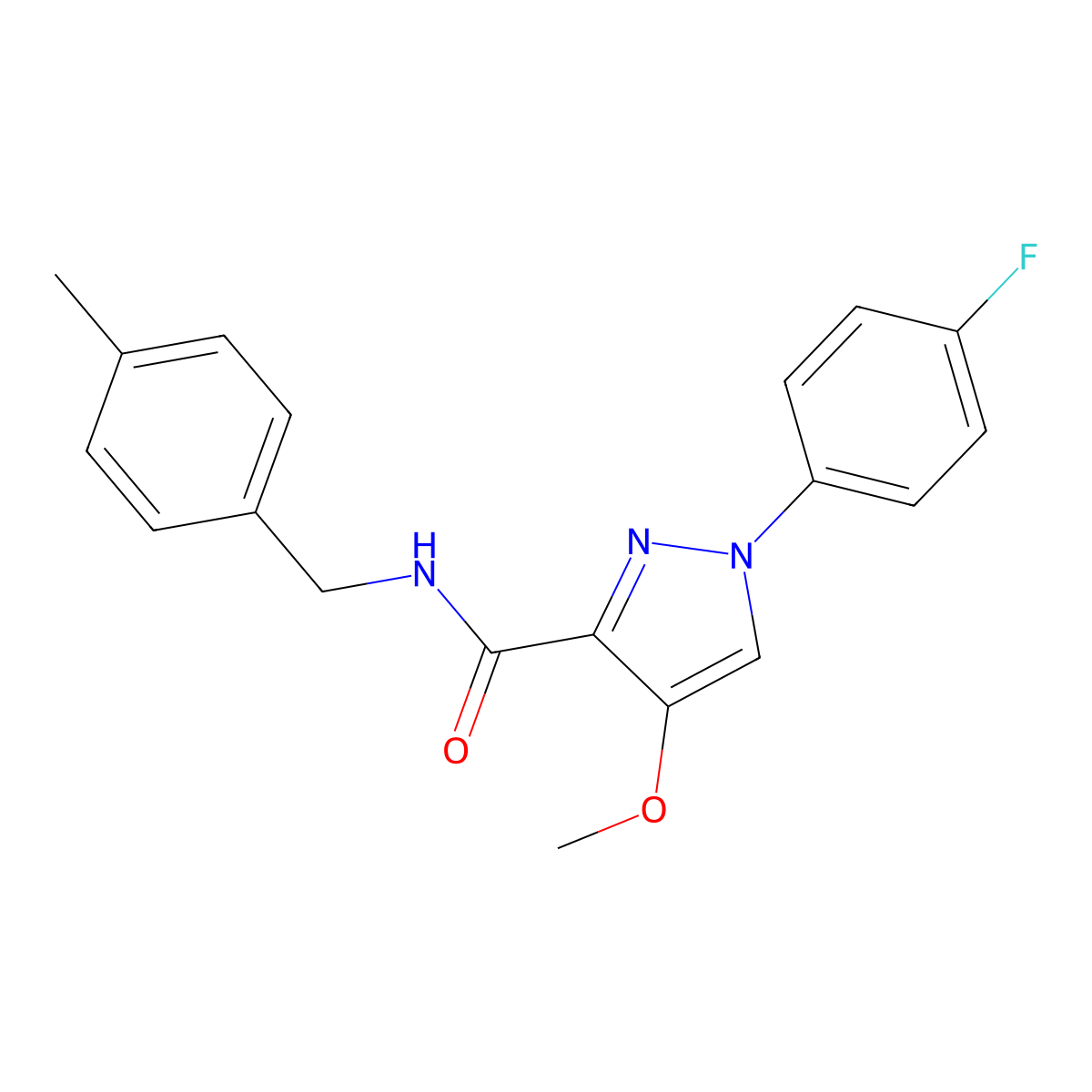 1-(4-fluorophenyl)-4-methoxy-N-(4-methylbenzyl)-1H-pyrazole-3-carboxamide molecular structure, CAS 1020454-81-2