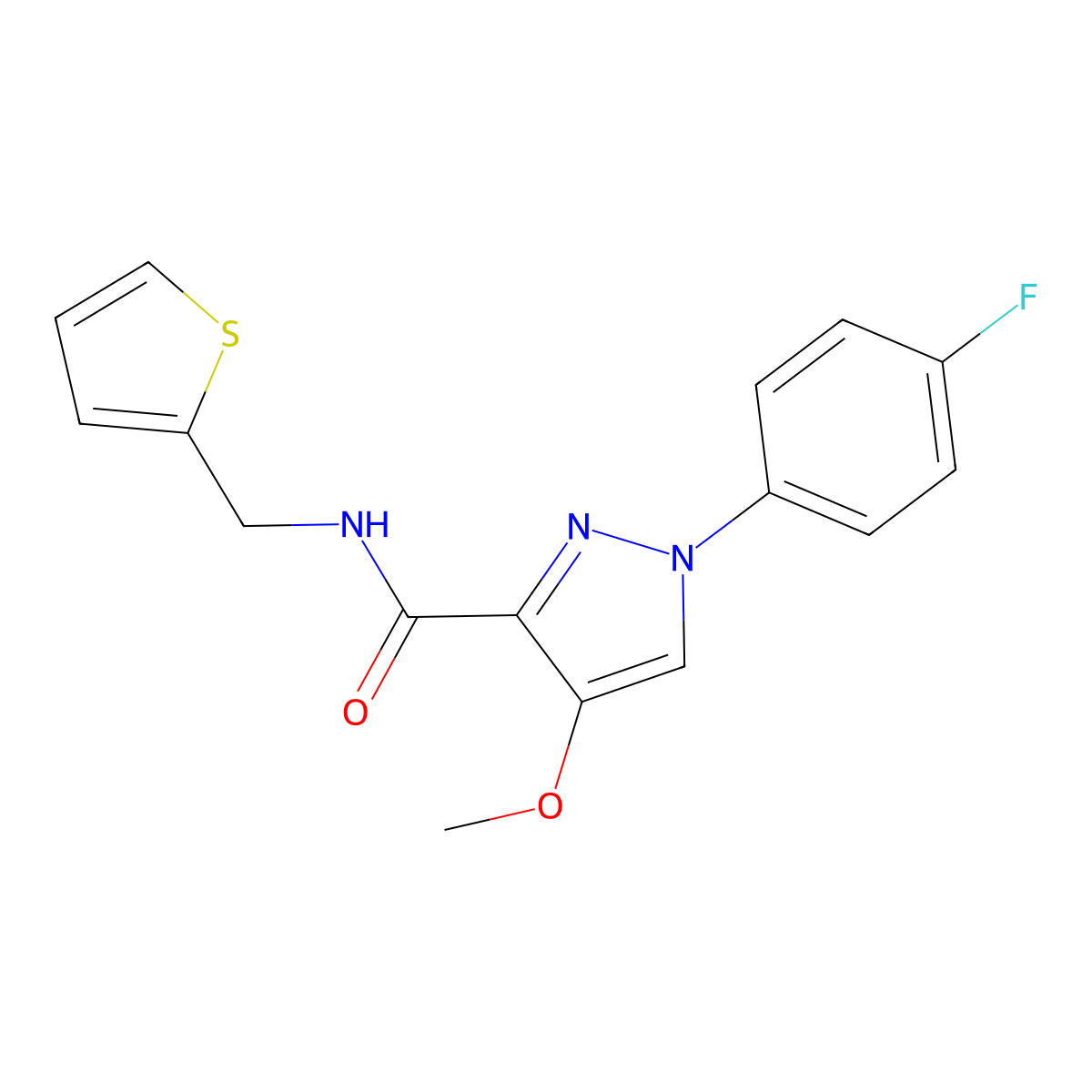 1-(4-fluorophenyl)-4-methoxy-N-[(thiophen-2-yl)methyl]-1H-pyrazole-3-carboxamide molecular structure, CAS 1020454-85-6