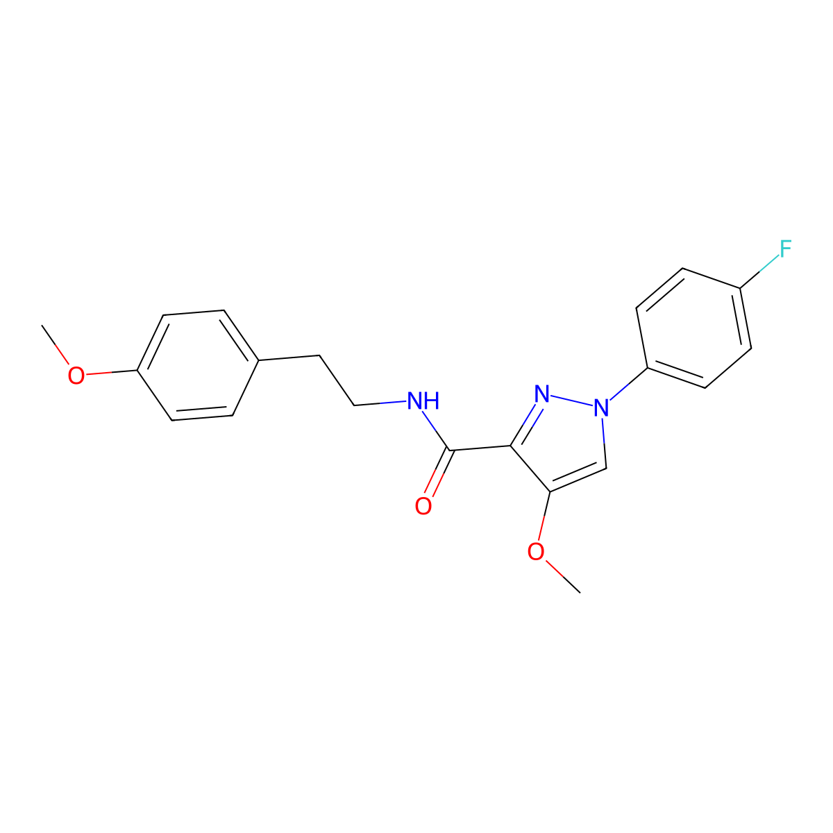 1-(4-fluorophenyl)-4-methoxy-N-[2-(4-methoxyphenyl)ethyl]-1H-pyrazole-3-carboxamide molecular structure, CAS 1020454-88-9