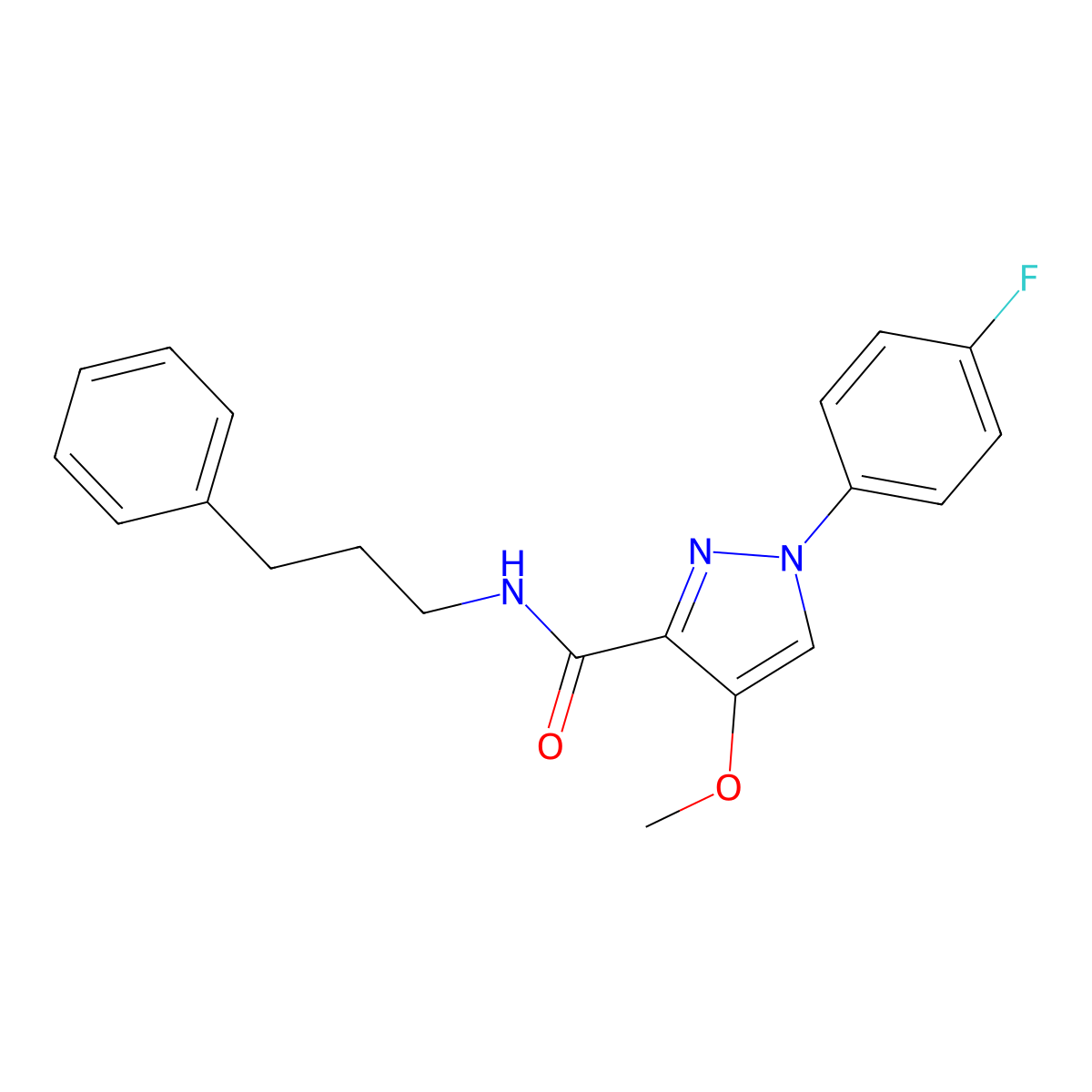 1-(4-fluorophenyl)-4-methoxy-N-(3-phenylpropyl)-1H-pyrazole-3-carboxamide molecular structure, CAS 1020454-89-0