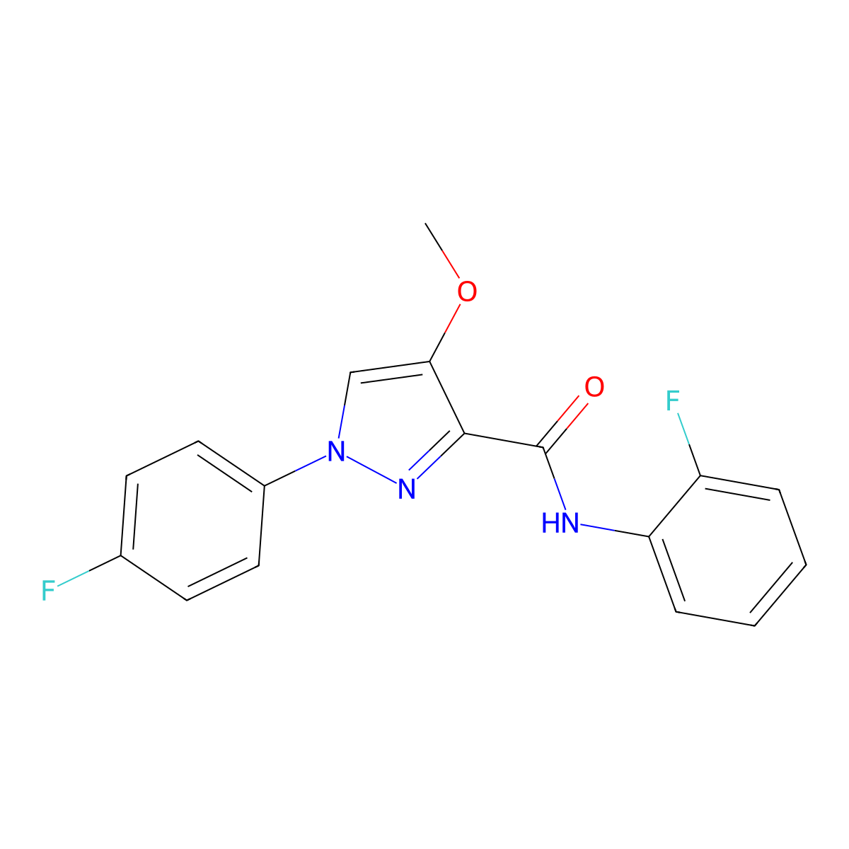 N-(2-fluorophenyl)-1-(4-fluorophenyl)-4-methoxy-1H-pyrazole-3-carboxamide molecular structure, CAS 1020454-96-9
