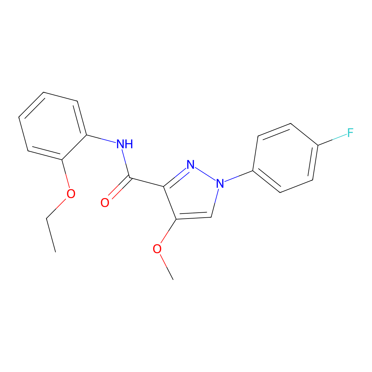 N-(2-ethoxyphenyl)-1-(4-fluorophenyl)-4-methoxy-1H-pyrazole-3-carboxamide molecular structure, CAS 1020454-99-2