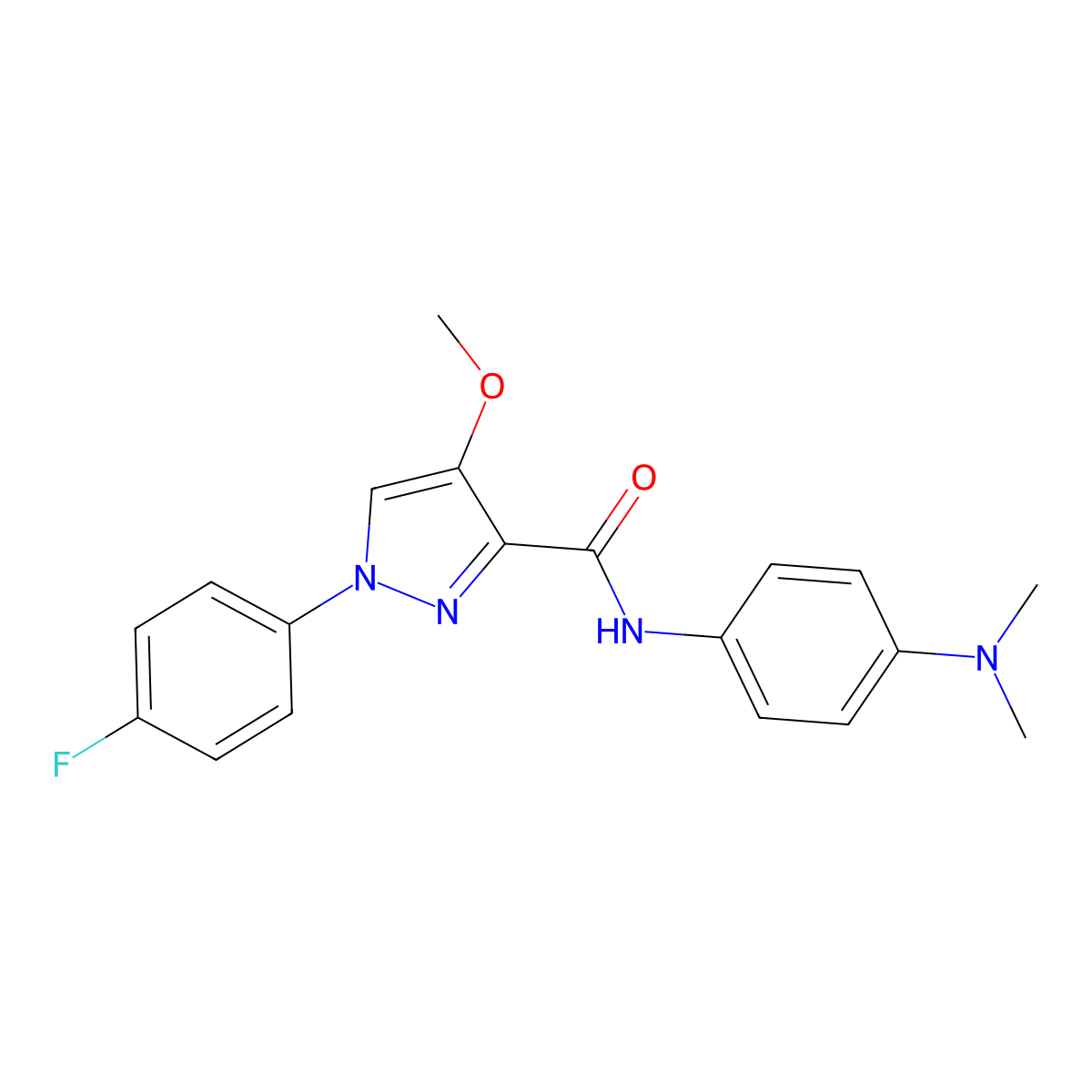 N-[4-(dimethylamino)phenyl]-1-(4-fluorophenyl)-4-methoxy-1H-pyrazole-3-carboxamide molecular structure, CAS 1020455-03-1