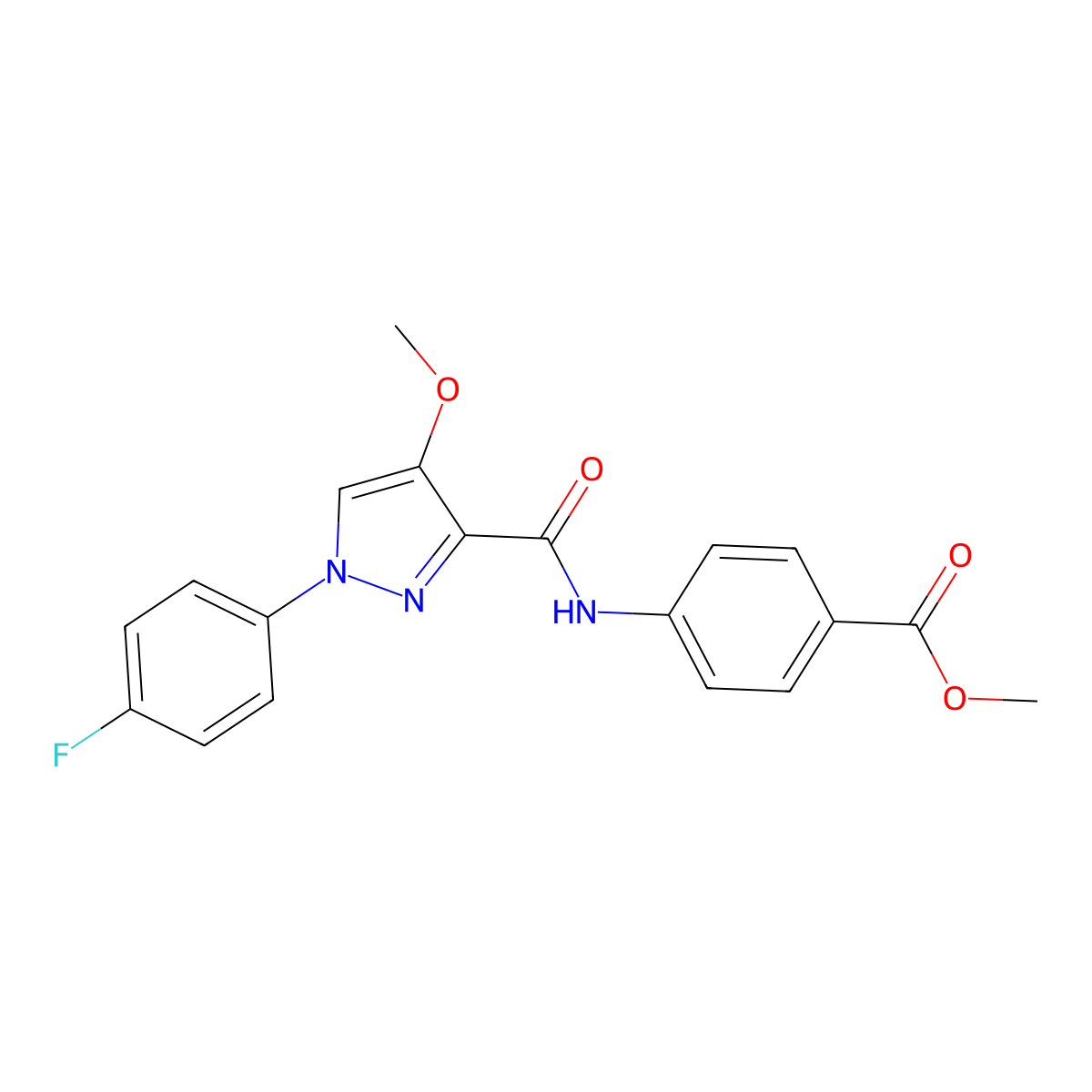 methyl 4-[1-(4-fluorophenyl)-4-methoxy-1H-pyrazole-3-amido]benzoate molecular structure, CAS 1020455-05-3