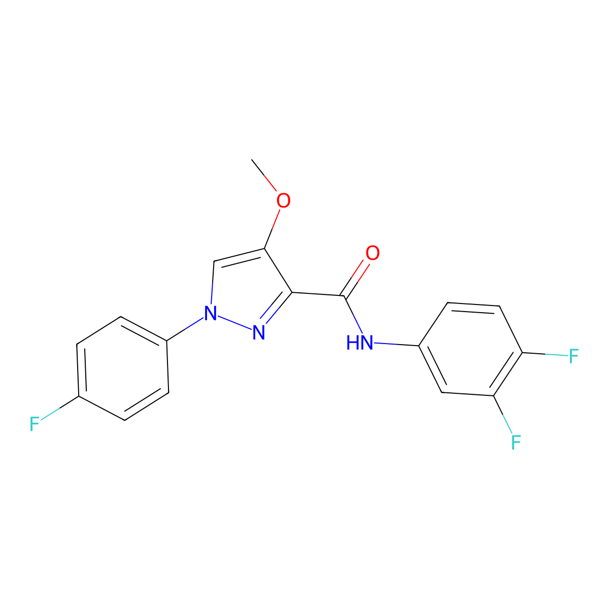 N-(3,4-difluorophenyl)-1-(4-fluorophenyl)-4-methoxy-1H-pyrazole-3-carboxamide molecular structure, CAS 1020455-13-3