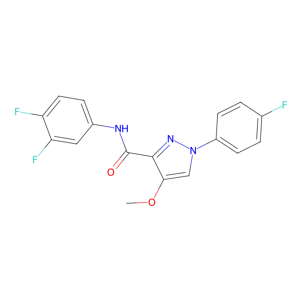 N-(3,4-difluorophenyl)-1-(4-fluorophenyl)-4-methoxy-1H-pyrazole-3-carboxamide molecular structure, CAS 1020455-13-3
