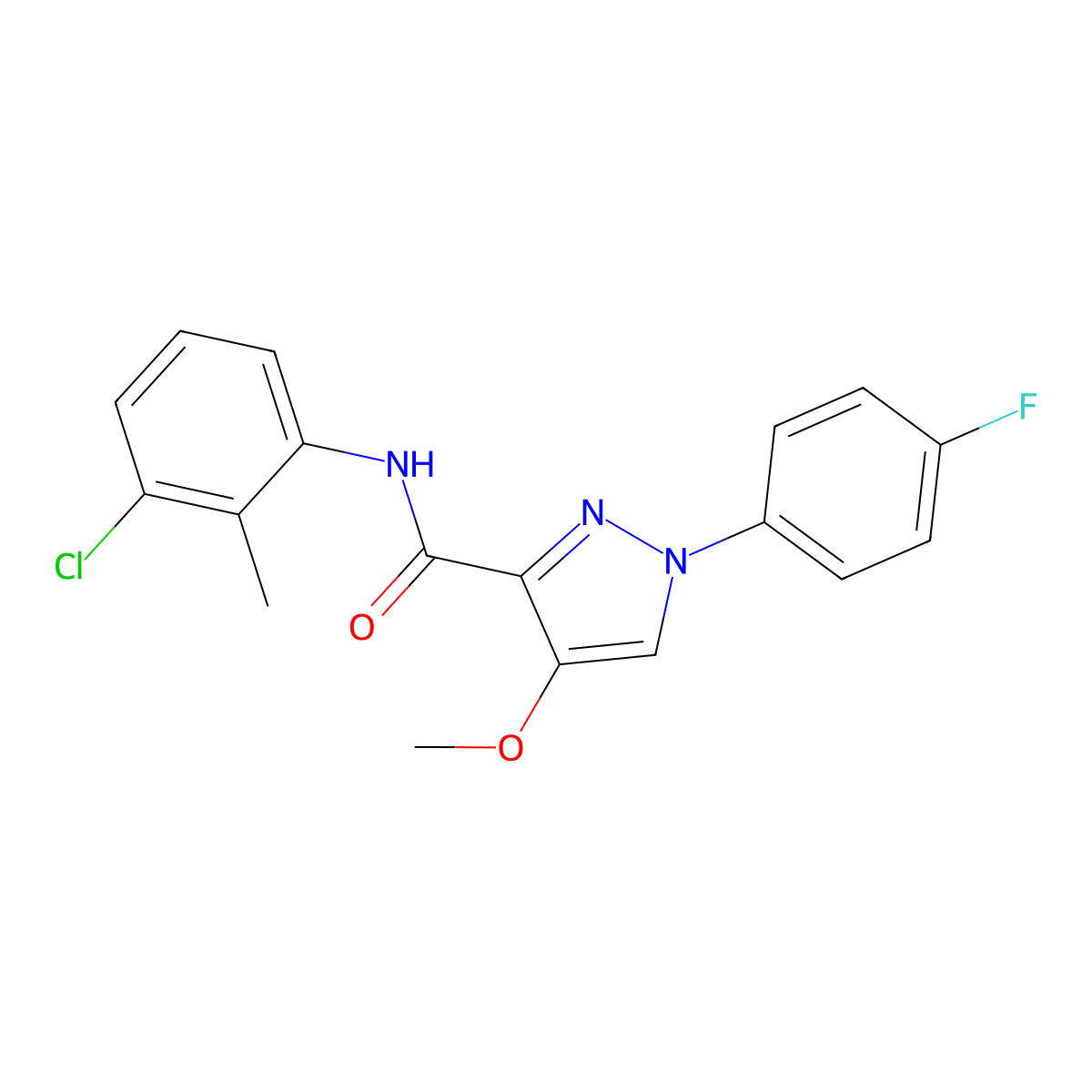 N-(3-chloro-2-methylphenyl)-1-(4-fluorophenyl)-4-methoxy-1H-pyrazole-3-carboxamide molecular structure, CAS 1020455-25-7