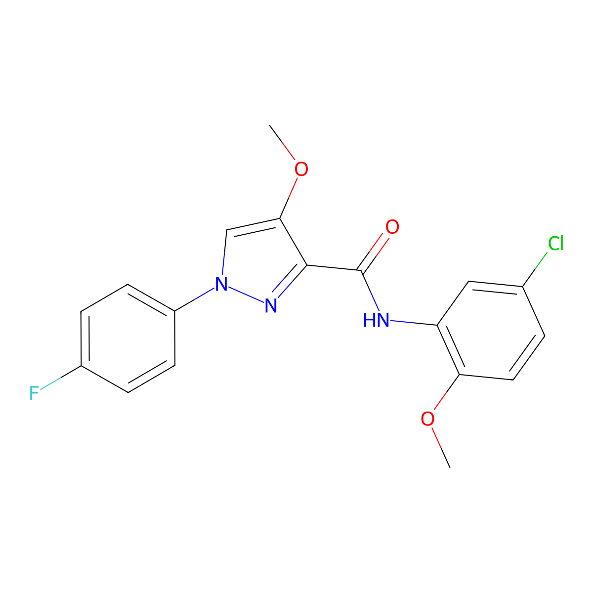 N-(5-chloro-2-methoxyphenyl)-1-(4-fluorophenyl)-4-methoxy-1H-pyrazole-3-carboxamide molecular structure, CAS 1020455-28-0
