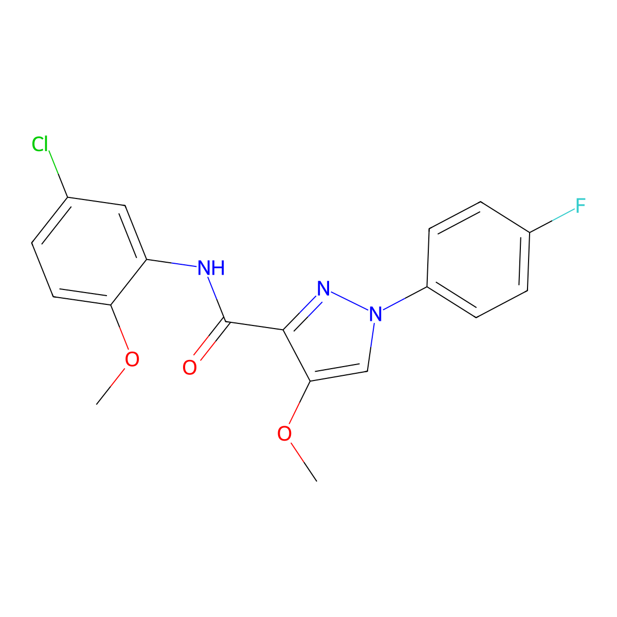 N-(5-chloro-2-methoxyphenyl)-1-(4-fluorophenyl)-4-methoxy-1H-pyrazole-3-carboxamide molecular structure, CAS 1020455-28-0
