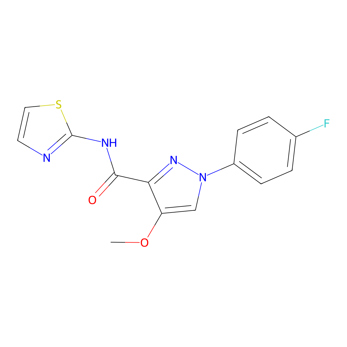 1-(4-fluorophenyl)-4-methoxy-N-(thiazol-2-yl)-1H-pyrazole-3-carboxamide molecular structure, CAS 1020455-31-5