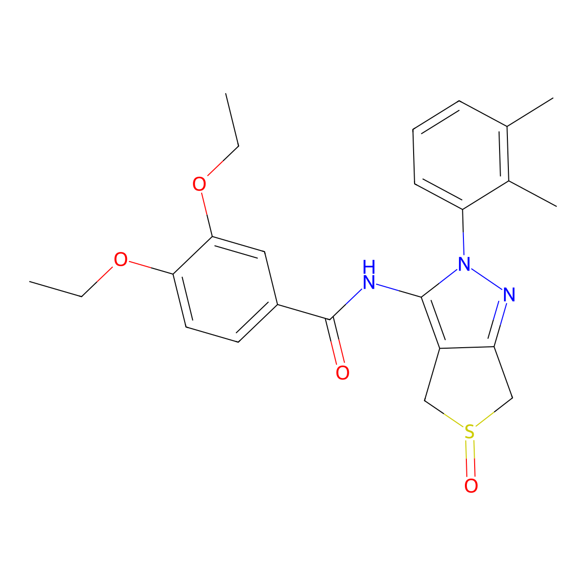 N-[2-(2,3-dimethylphenyl)-5-oxo-4,6-dihydrothieno[3,4-c]pyrazol-3-yl]-3,4-diethoxybenzamide molecular structure, CAS 1020478-70-9