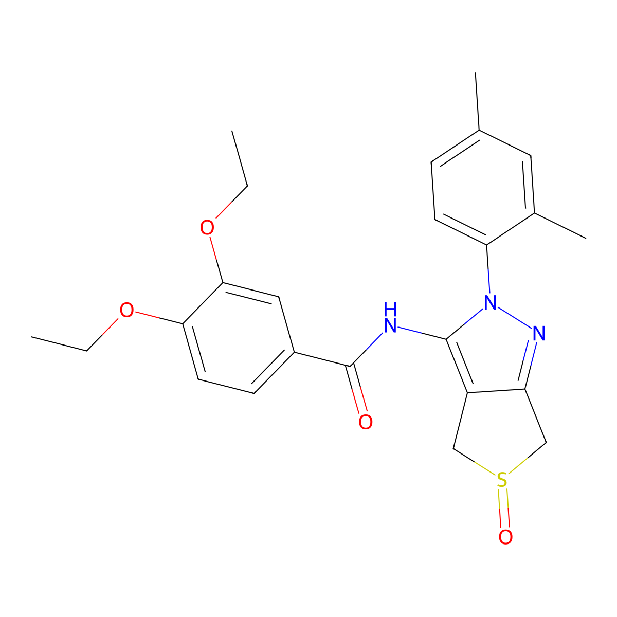 N-[2-(2,4-dimethylphenyl)-5-oxo-4,6-dihydrothieno[3,4-c]pyrazol-3-yl]-3,4-diethoxybenzamide molecular structure, CAS 1020478-72-1