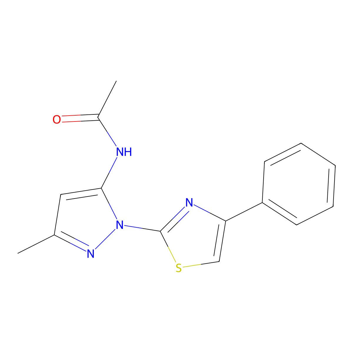 N-[3-methyl-1-(4-phenyl-1,3-thiazol-2-yl)-1H-pyrazol-5-yl]acetamide molecular structure, CAS 1020487-97-1