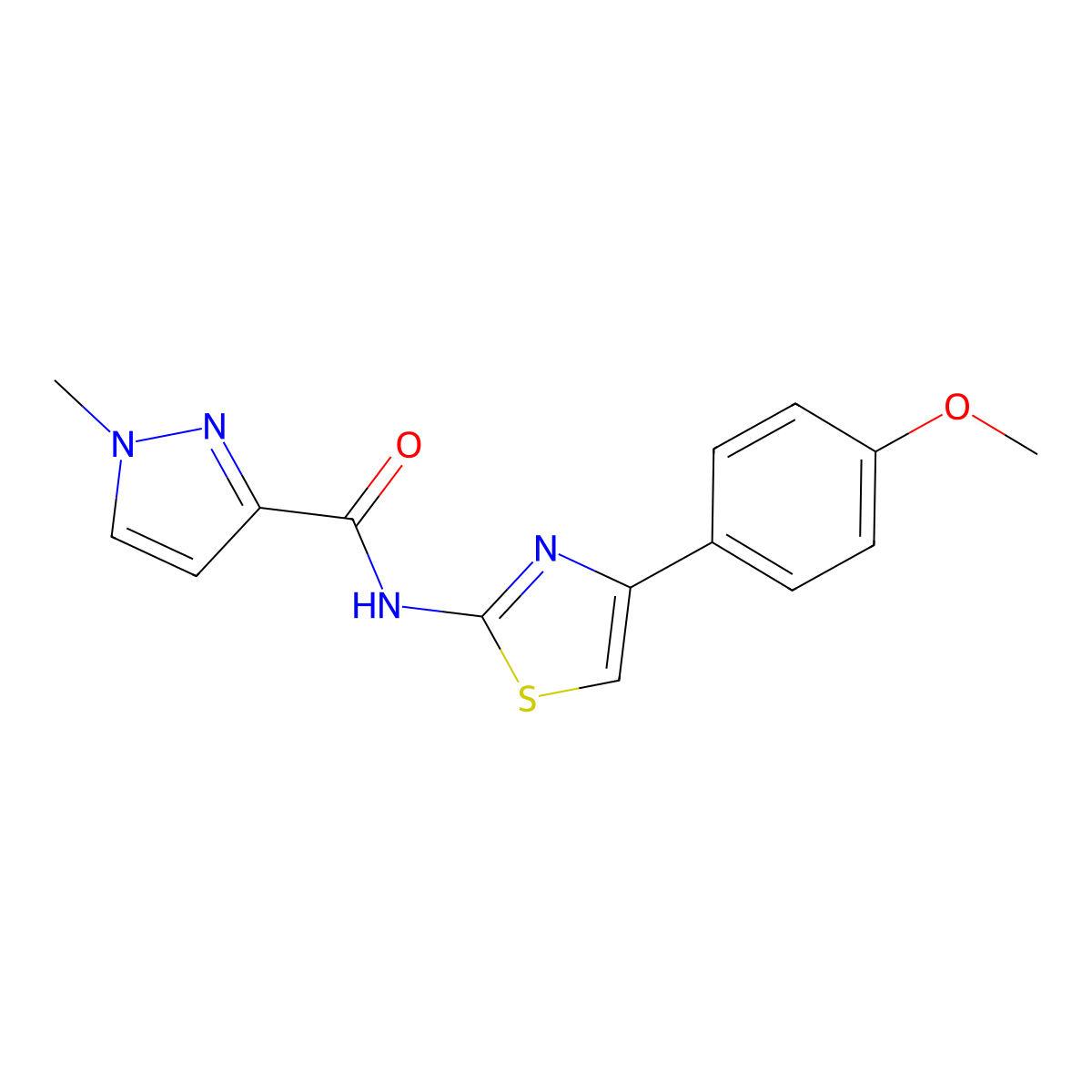N-[4-(4-methoxyphenyl)-1,3-thiazol-2-yl]-1-methyl-1H-pyrazole-3-carboxamide molecular structure, CAS 1020489-15-9