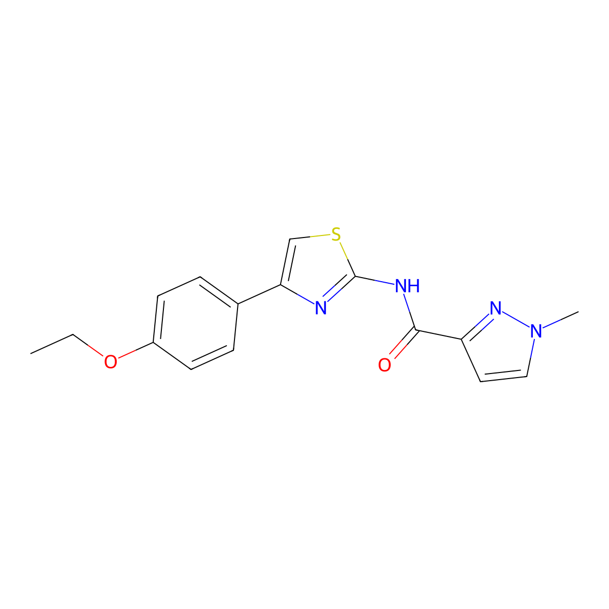 N-[4-(4-ethoxyphenyl)-1,3-thiazol-2-yl]-1-methyl-1H-pyrazole-3-carboxamide molecular structure, CAS 1020489-23-9