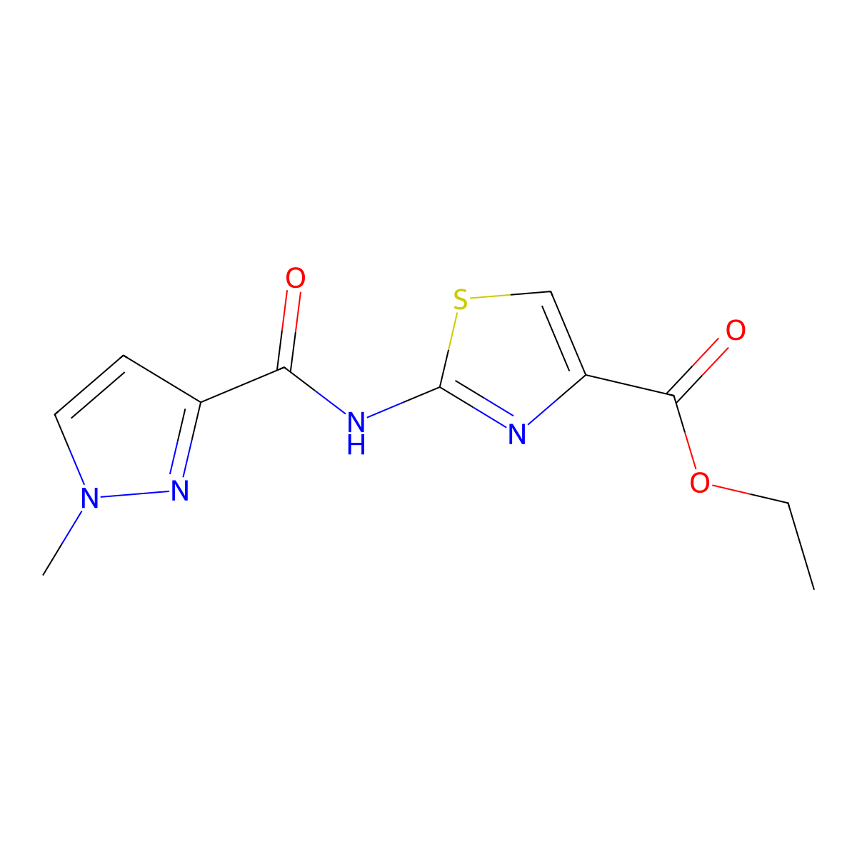 ethyl 2-(1-methyl-1H-pyrazole-3-amido)-1,3-thiazole-4-carboxylate molecular structure, CAS 1020489-29-5