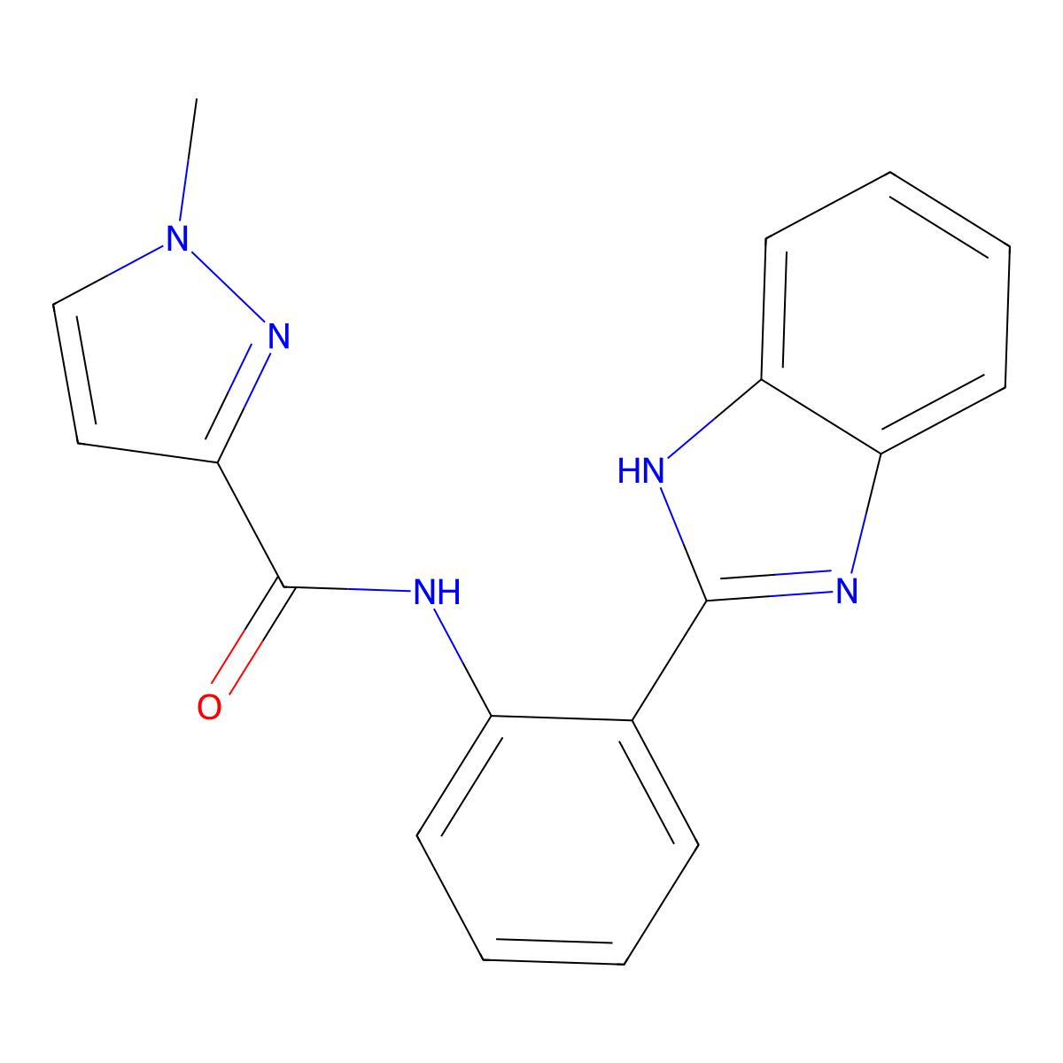 N-[2-(1H-1,3-benzodiazol-2-yl)phenyl]-1-methyl-1H-pyrazole-3-carboxamide molecular structure, CAS 1020489-31-9