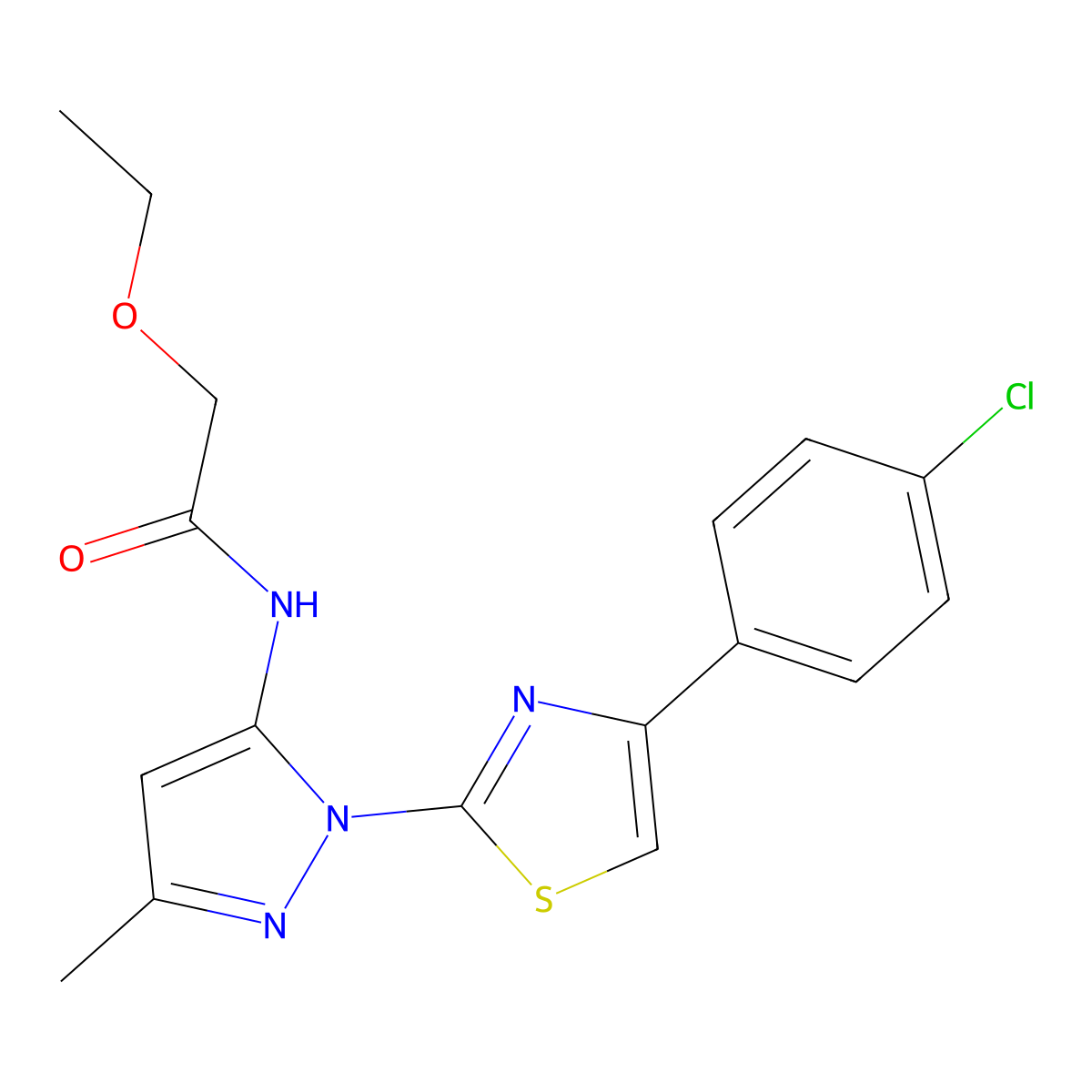 N-{1-[4-(4-chlorophenyl)-1,3-thiazol-2-yl]-3-methyl-1H-pyrazol-5-yl}-2-ethoxyacetamide molecular structure, CAS 1020489-57-9