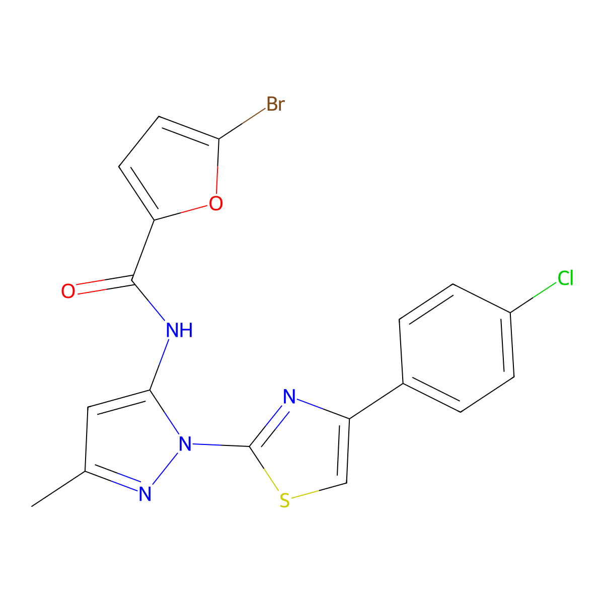 5-bromo-N-(1-(4-(4-chlorophenyl)thiazol-2-yl)-3-methyl-1H-pyrazol-5-yl)furan-2-carboxamide molecular structure, CAS 1020489-81-9